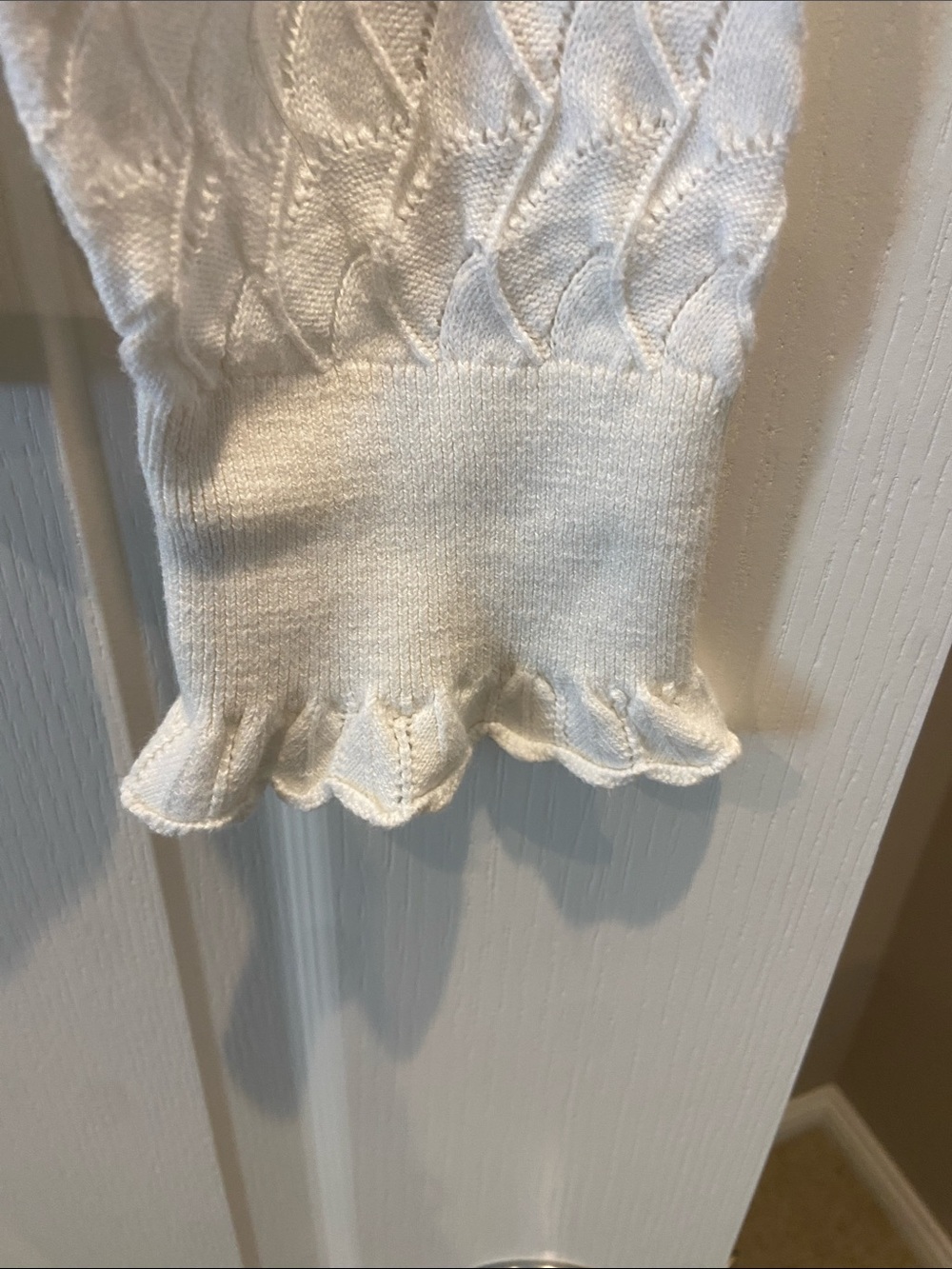 Sundance Cream Scallop-Pattern Ruffle Mock-Neck Sweater - Picture 3 of 5